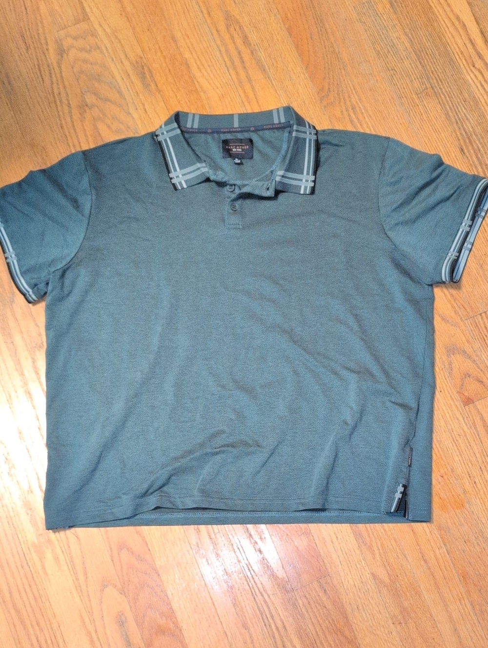 Marc New York Teal/Blue Short-Sleeve Polo with Plaid Collar